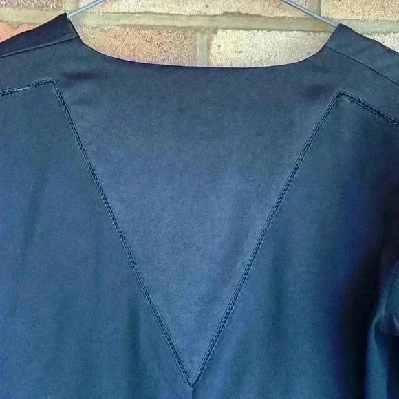 rag & bone NEW YORK long sleeve Black V neck mixed media top XS - Picture 7 of 8